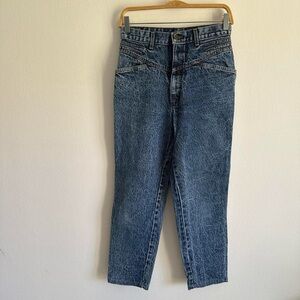Vintage Sunset Blues Jeans 80s Thick Denim Blue Acid Wash Western